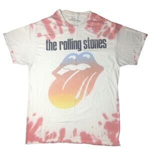 The Rolling Stones T Shirt Mens Medium Tie Dye Short Sleeve Crewneck Distressed‎